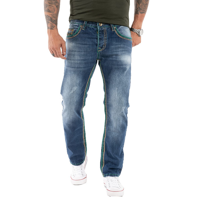 Чоловічі джинси Rock Creek RC-2056 темно-сині, вінтаж, товсті шви (29W/32L)