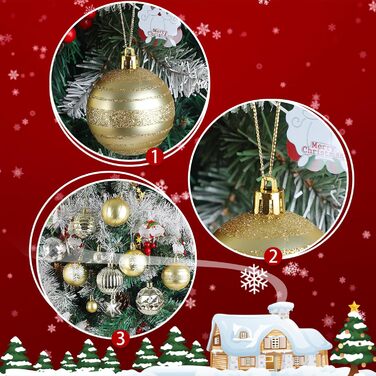 Набір прикрас на ялинку 44 шт. (6см та 3см), блакитний та сріблястий, для дому та вулиці