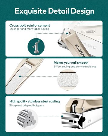 Набір для манікюру Mr. Green 3шт: кусачки, пилка, кусачки з захистом від бризок та кейс, професійний набір для чоловіків та жінок