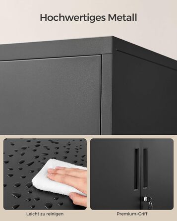 SONGMICS File Cabinet, Multi-Purpose Cabinet, Office Cabinet with 2 Doors, Lockable Cabinet, Steel Storage Cabinet, for Study Room, Living Room, Matte White OMC012W01 (60B cm, Matte Black)