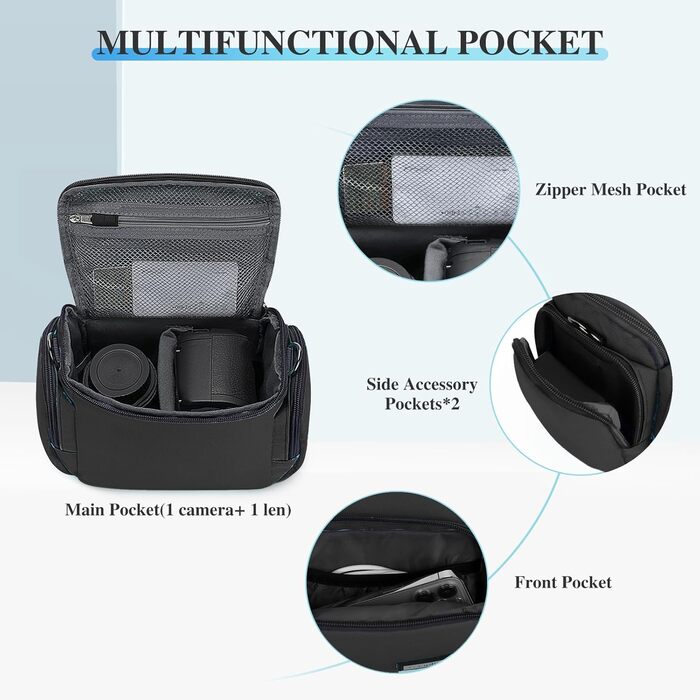 Сумка для камери Baigio: фотосумка для DSLR/SLR камер, об'єктивів та аксесуарів (чорна)
