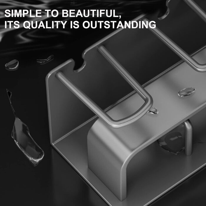 Toothbrush Holder with 2 Brush Slots, Wall Mount, Self-Adhesive Bathroom Storage, Grey (2 Compartments)