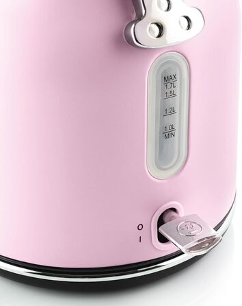 Електричний чайник Westinghouse Retro, 1.7 л, рожевий, з контролем температури та рівня води, з фільтром від накипу та захистом від перегріву