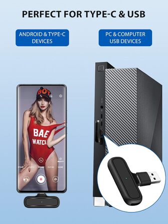 Мікрофон Lavalier Moman Handy Mini: бездротовий мікрофон для iPhone, YouTube, TikTok, Live-Streaming (чорний)