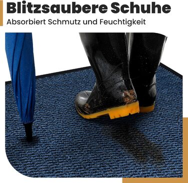 Килимок для дому 60x90 см, блакитний - Schmutzfangmatte для приміщень, килимок для входу, антиковзаючі