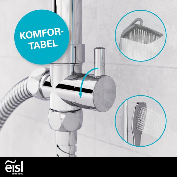 Душовий комплект EISL EASY FRESH 2 в 1 без змішувача, велика тропічна лійка 250x200 мм і ручний душ, монтажний набір, хром