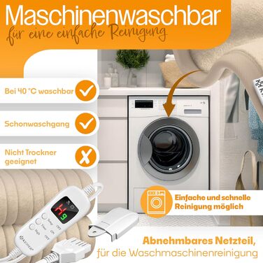 Електрична грілка KESSER® з плюшу 180x130 см сірого кольору | з таймером, автоматичним вимкненням, 9 температурних режимів, цифровим дисплеєм, прання до 40°C, сертифікат TÜV SÜD GS