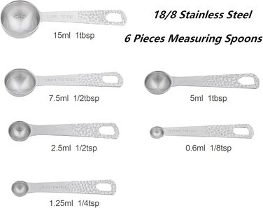 Smithcraft Copper Measuring Cup and Spoon Set, Dry Metal Measuring Cup Set for Cooking and Baking, Stainless Steel Measuring Cups and Spoons, 5 Measuring Cups and 6 Kitchen Measuring Spoons and Leveler, 11 Piece