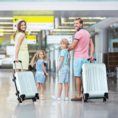 Набір валіз LALAHO 3 шт. з твердим корпусом, великий дорожній набір, валізи з колесами, ABS+PC, ручна поклажа, набір з 3 валіз, м'ятно-зелений колір