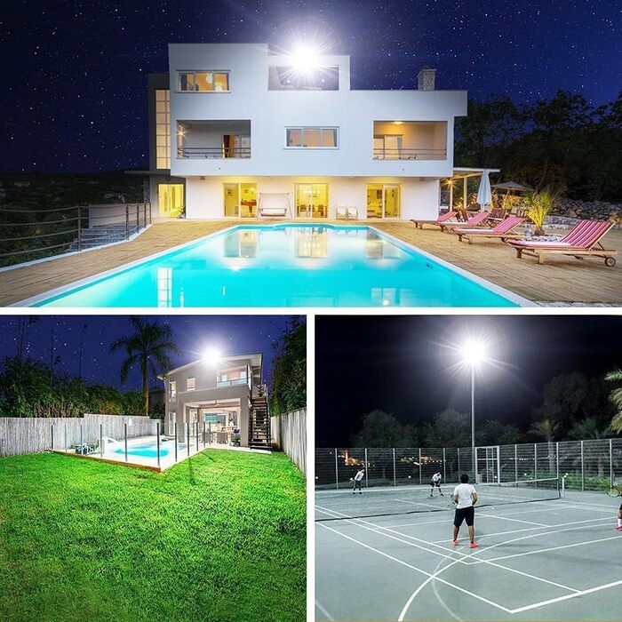 YIQIBRO 100W LED Floodlight Outdoor, IP67 Waterproof Floodlight, 10000LM 6500K Cool White Super Bright LED Spotlight Outdoor Floodlight for Warehouse, Garden, Garage, Yard, Parking Lot
