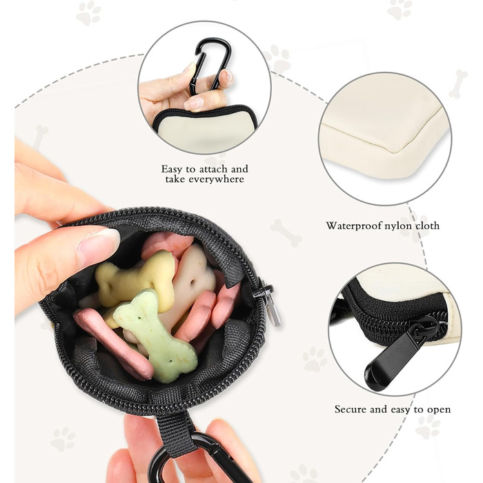 Сумка для ласощів для собак COOWONE з кликером, водонепроникна, з тримачем для пакетів, чорно-бежева