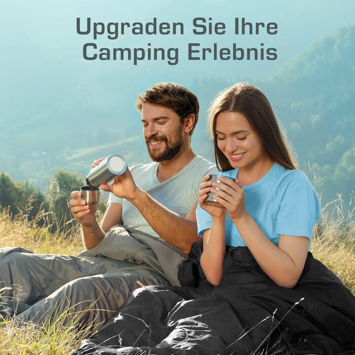 Сплячий мішок Active Era Mumienschlafsack – зимовий та літній, водонепроникний, захист від вітру, ультралегкий, температурний режим -10°C до 10°C, компактний, для кемпінгу, чорний