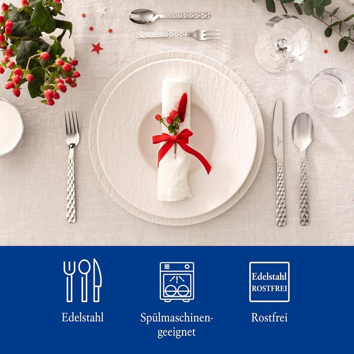 Villeroy & Boch – Boston Cutlery Set, 30 Pieces, 6 Place Settings, Dishwasher Safe, Stainless Steel, Flatware Set, Dinnerware Set, Fork, Knife, 30-Piece Cutlery Set, Stainless Steel Cutlery Set