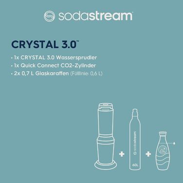 SodaStream Crystal 3.0: Газова вода вдома | Титан | 2 пляшки 0.8л + CO2 балон