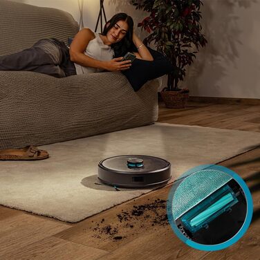 Робот-пилосос та робот-мийник Cecotec Conga Y50 X-Treme з автопорожненням. Лазерна навігація, потужність всмоктування 5000Pa, база з баком 3л, мультифункціональна щітка, керування через додаток