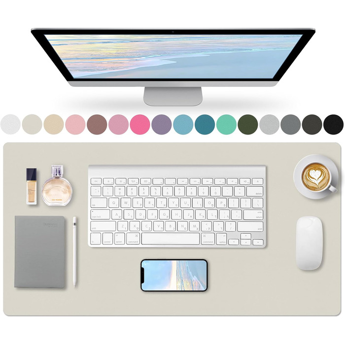 Підкладка на стіл, 80x40 см, з PU-шкіри, для офісу та дому, захист від подряпин, антиковзаюча, білий колір