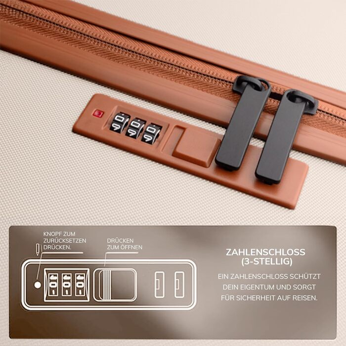 Набір валіз FERGÉ Milano 3 шт. з твердим корпусом (Handgepäck, L, XL) – бежевий