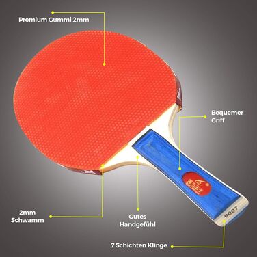 Набір для пінг-понгу (5 шт.): 2 ракетки та 3 м'ячі - для гри вдома, на природі, в подорожах та тренуваннях. Чорний та червоний колір.
