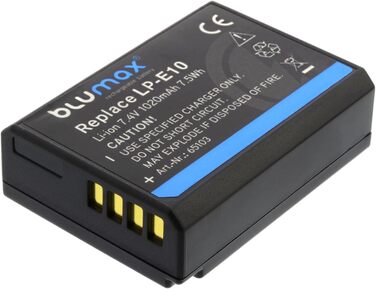 Акумулятор Blumax LP-E10 для Canon EOS 1500D/2000D/4000D + Зарядний пристрій Slim Dual USB LC-E10e (1020mAh)