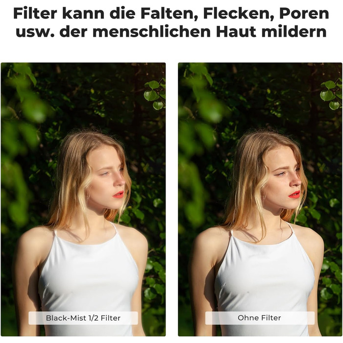 Фільтр K&F Concept 82mm Black Diffusion для створення ефекту кінематографічного розмиття (Mist) - для відео, блогів, портретної фотографії