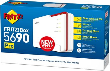 FRITZ!Box 5690 Pro: Wi-Fi 7 роутер для дому з підтримкою DSL та Glasfaser, Mesh, DECT, 18.5 Gbit/s