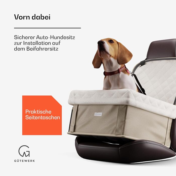 Автокрісло для собак Gütewerk: міцне, для середніх та маленьких собак, з безпечною шлейкою