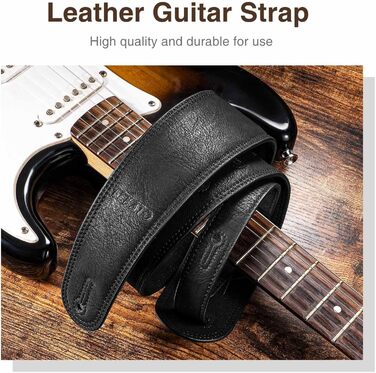 Шкіряний ремінь для гітари Lekato з товстою амортизуючою подушкою, універсальний для бас-гітари, електрогітари, акустичної та класичної гітари, чорний