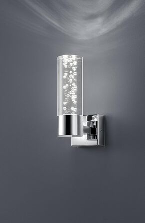 Trio Leuchten LED Bathroom Wall Light Bolsa 282410106, Chrome, Clear Acrylic with Bubbles, 3.2 Watt