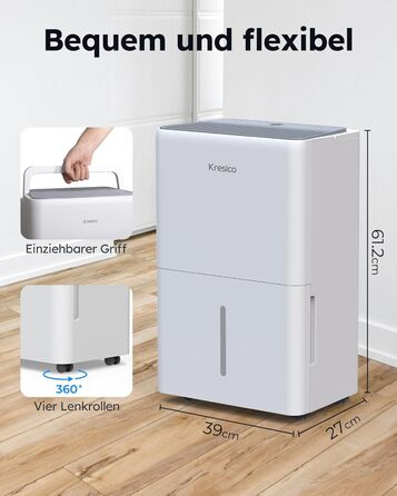 Електричний осушувач повітря 50L/24H для підвалу та приміщень до 125 м², з таймером, шлангом та фільтром, гарантія 10 років Gar