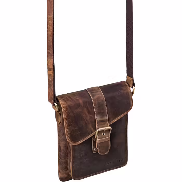 STILORD 'Mattia' Small Crossbody Bag for Men, Genuine Leather Vintage - Shoulder Bag for 10.1 inch Tablets & iPads 9.7 inch - Messenger Bag & Men's Handbag, Color: (Soria - Brown)