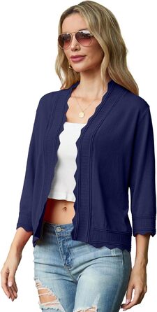 Жакет-кардиган жіночий літній з рюшами, Boero Eegant, Marineblau (темно-синій), розмір S