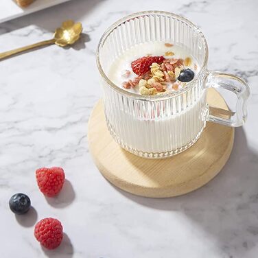 Набір склянок D.M DESIGN Master 6 шт., 350 мл, вертикальна смугаста текстура. Склянки для кави/чаю, підтримують тепло, ідеально для лате, чаю та напоїв.