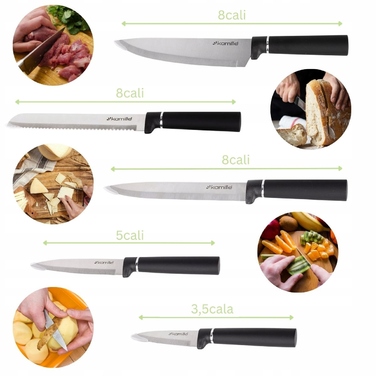 Набір ножів у підставці Kamille, 5 предметів