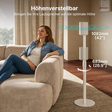 Підставка для динаміків з регулюванням висоти, сумісна з SONOS Era 300 та Era 100, білий, 2 шт.