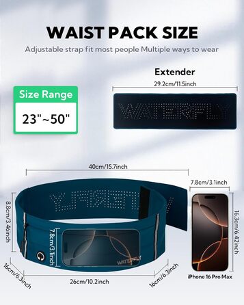 Водонепроникний поясний ремінь для телефону WATERFLY - спортивна сумка для бігу, джогінгу, фітнесу (Dunkelblau)