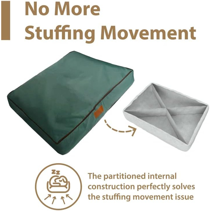 Ліжко для собак Ellie-Bo, XXL, 117x75x10 см, зелене, водонепроникний матеріал, м'яка та миюча подушка