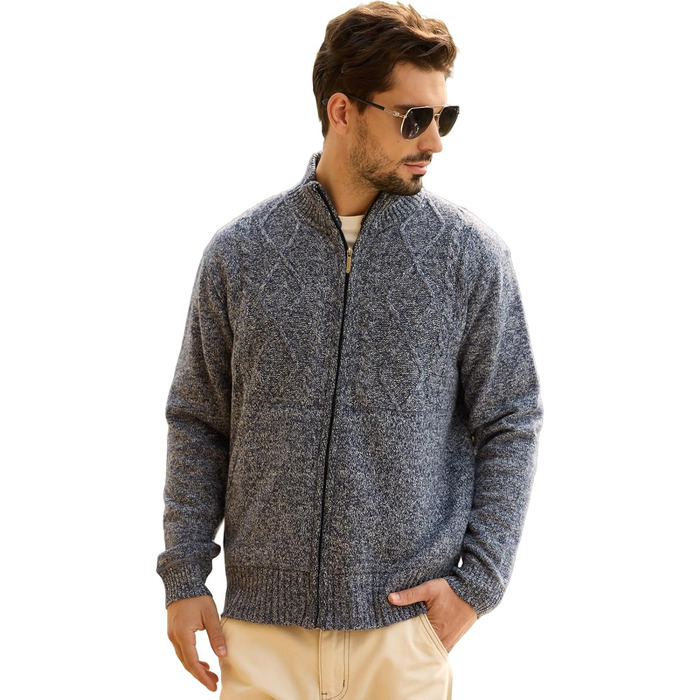 Чоловіча флісова куртка Les Umes з коміром-стійкою, осінь-зима, Regular Fit (М, Multiblau)