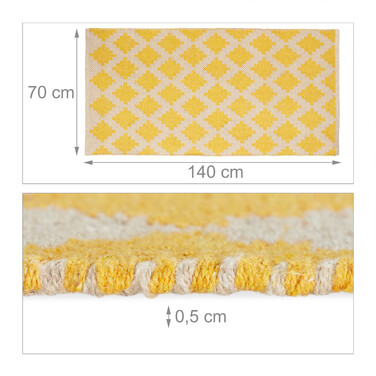 Relaxdays Cotton Runner Rug, 70 x 140 cm
