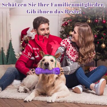 HETOO Dog Toy, Indestructible, Durable, Squeaky, Chew Toy for Aggressive Chewers, Large and Medium Dog Breeds, Dental Care (Large, Purple Gray)