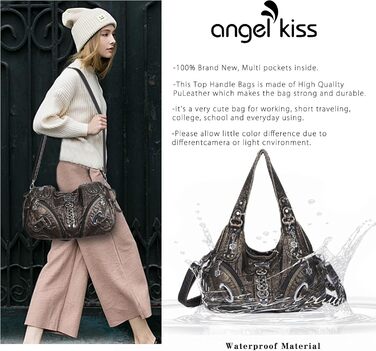 Сумка жіноча Angel Kiss Hobo з PU шкіри бронзового кольору з багатьма відділеннями