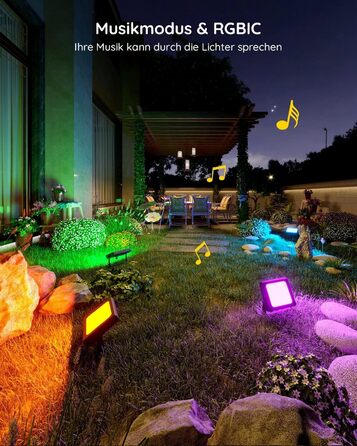 Govee Smart LED Flood Light, RGBICWW WiFi Outdoor Flood Light Works with Alexa, 2700-6500K, Dimmable LED Light with Color Changing, IP66 Waterproof, 4-Pack Outdoor Christmas Decoration