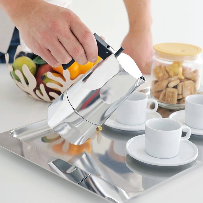 Кавомашина еспресо Alessi Ossidiana MT18/3 B з алюмінію, 3 чашки