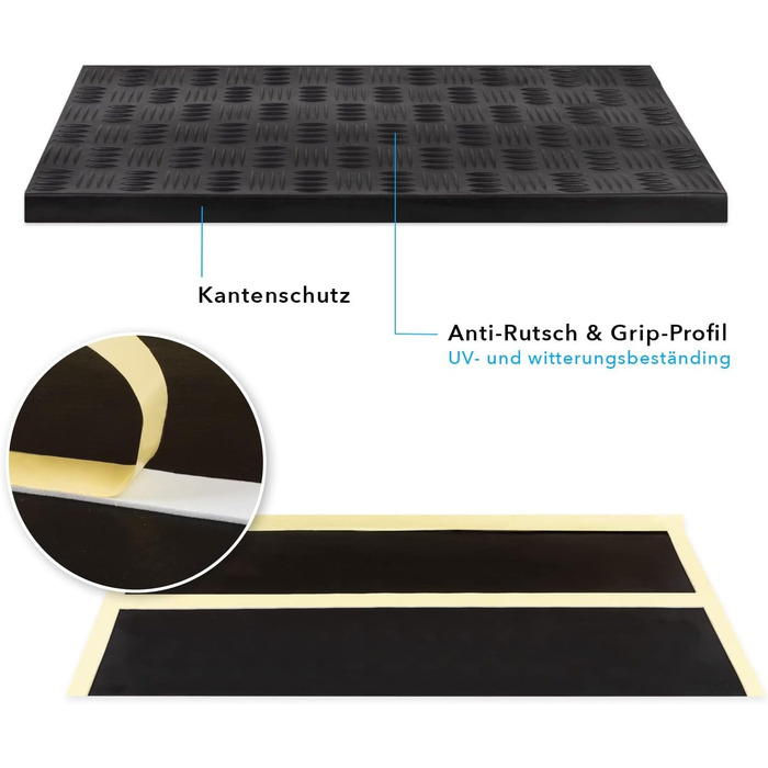 Rubber Threshold Ramps - Non-Slip Floor Mats for Indoor/Outdoor Use - 5 Piece Set - Various Designs Available