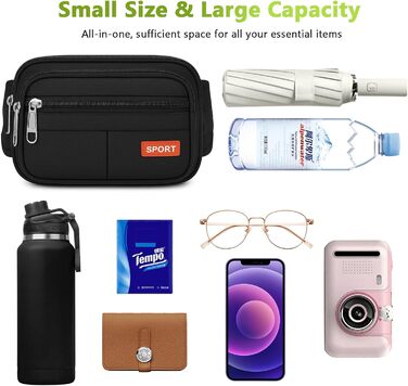 Гребельна сумка GraceTop для спорту та активного відпочинку. Чорна сумка на пояс з 4 кишенями на блискавці та регульованим ремінцем. Підходить для бігу, їзди на велосипеді, походів та кемпінгу. Водонепроникна.