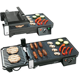 Rosenstein & Söhne 2-in-1 Electric Table Grill with Contact Grill & Grill Plate - 2000W