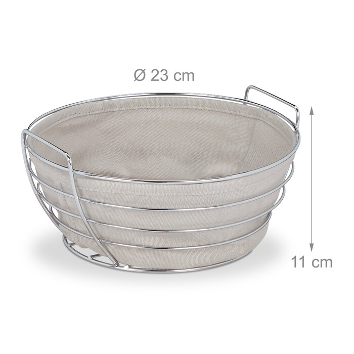 Relaxdays Round Bread Basket, Metal with Fabric Insert