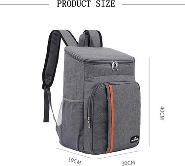 Ізольований рюкзак-холодильник 22L для пікніка, кемпінгу, пляжу, грилю, BBQ, подорожей. Серый.