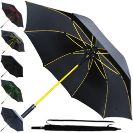 COLLAR AND CUFFS London XL Golf Umbrella - Windproof, Fiberglass Ribs, Automatic Open/Close - Red & Yellow