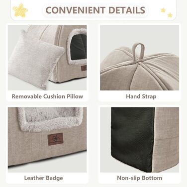 Кішка ліжко WINDRACING для дому – будиночок-печера для котів, ліжко з м'яким знімним подушкою, м'яке котяче ліжко, сірий (38 x 38 x 38 см)