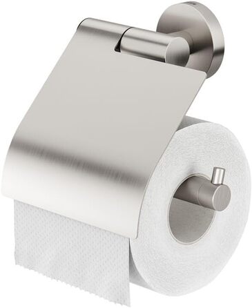 Tiger Boston Stainless Steel Toilet Paper Holder with Cover - Wall Mounted, Brushed Finish Single Roll